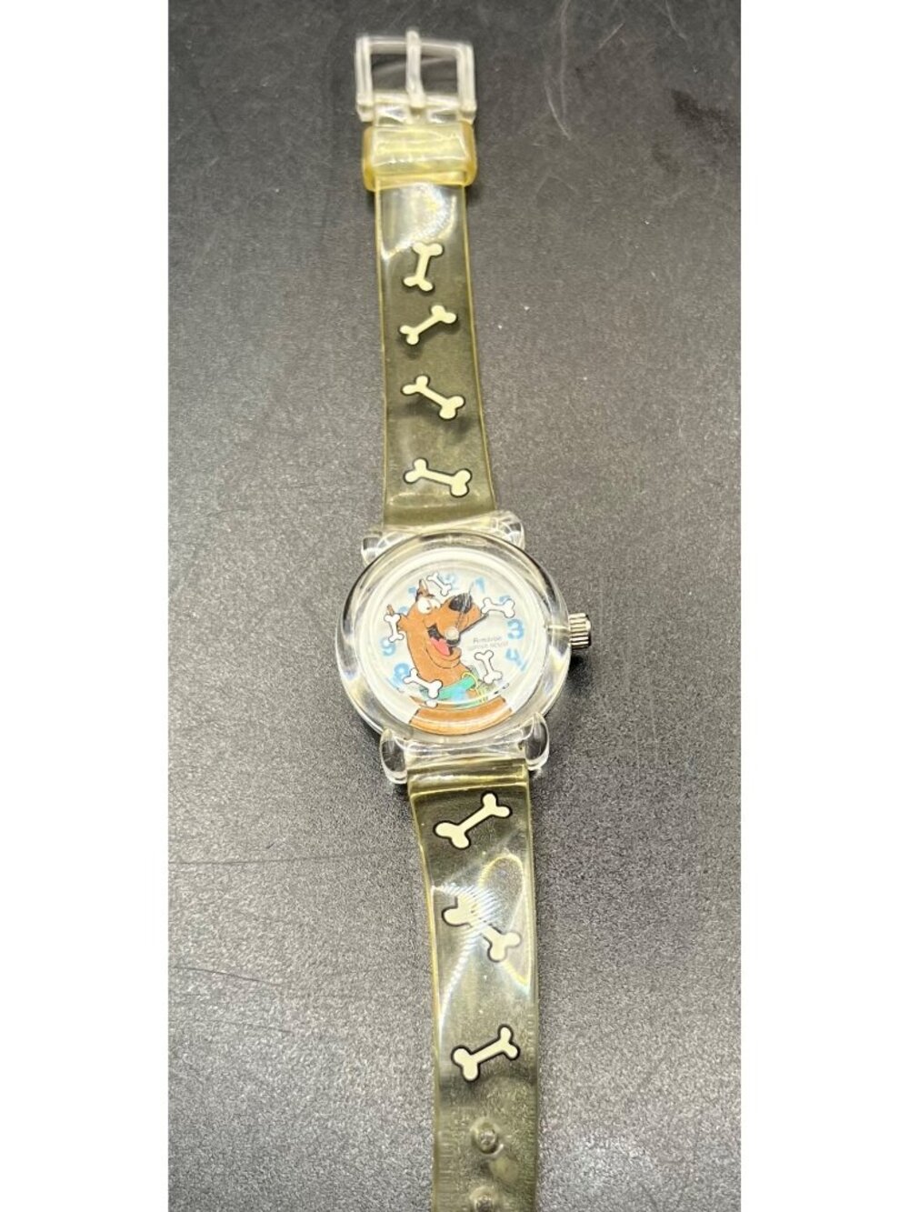 Scooby-Doo Armitron Clear Watch With Bone Strap Cartoon Face Vintage Collectible